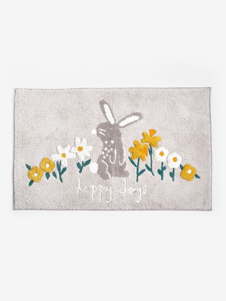 Grey Bunnies 100% Cotton Bath Mat - Image 3 of 3
