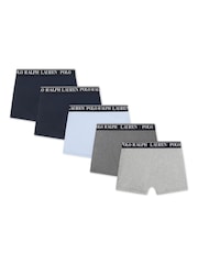 Polo Ralph Lauren Blue Cotton Boxer Briefs 5 Pack - Image 3 of 5