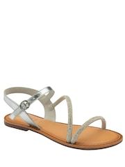 Ravel Silver Flat Leather Gem Sandals - Image 1 of 4