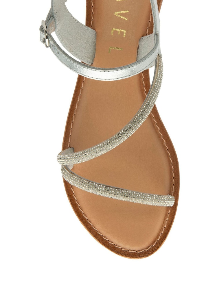 Ravel Silver Flat Leather Gem Sandals - Image 4 of 4 Ravel Silver Flat Leather Gem Sandals - Image 4 of 4