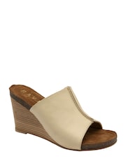 Ravel Cream Leather Wedge Mule Sandals - Image 1 of 4