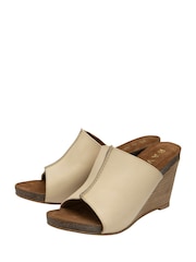 Ravel Cream Leather Wedge Mule Sandals - Image 2 of 4