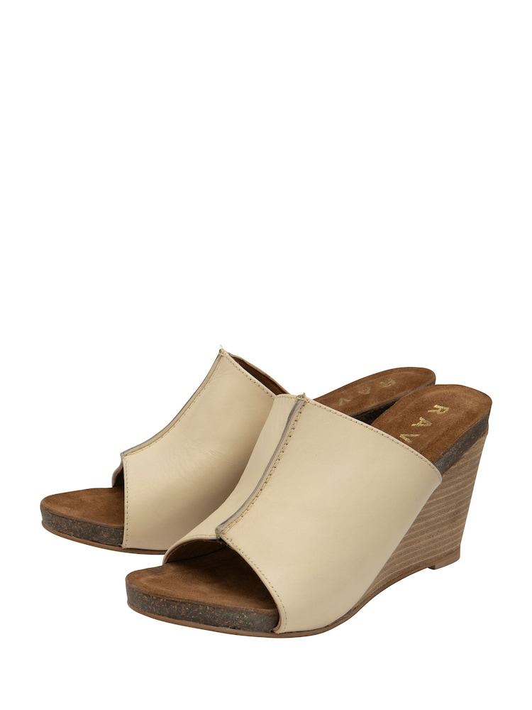 Ravel Cream Leather Wedge Mule Sandals - Image 2 of 4