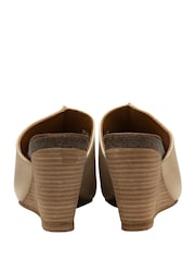 Ravel Cream Leather Wedge Mule Sandals - Image 3 of 4