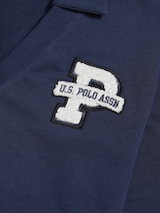 U.S. Polo Assn. Blue Bouclé Appliqué V-Neck Sweatshirt - Image 2 of 3