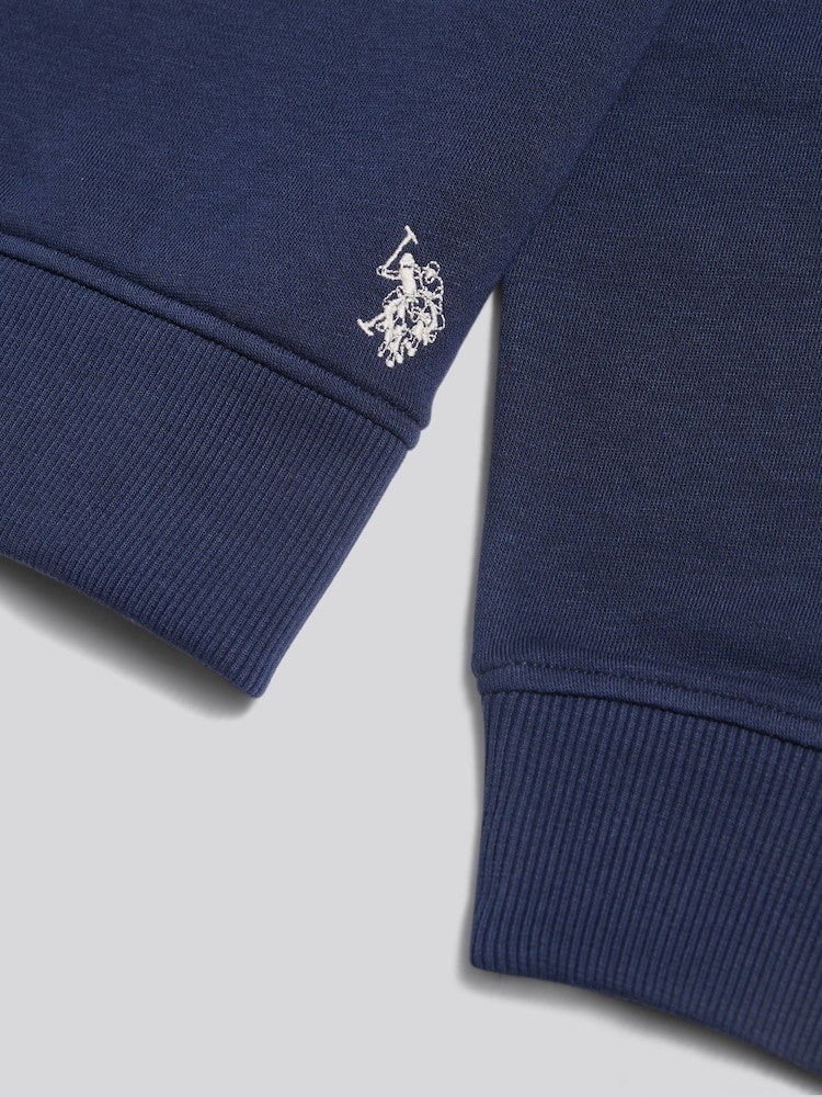 U.S. Polo Assn. Blue Bouclé Appliqué V-Neck Sweatshirt - Image 3 of 3