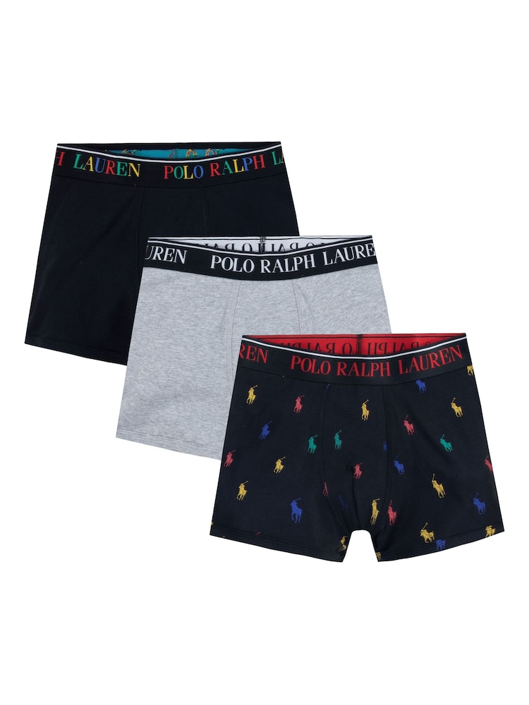 Polo Ralph Lauren Black Cotton Boxer Briefs 3 Pack - Image 1 of 8