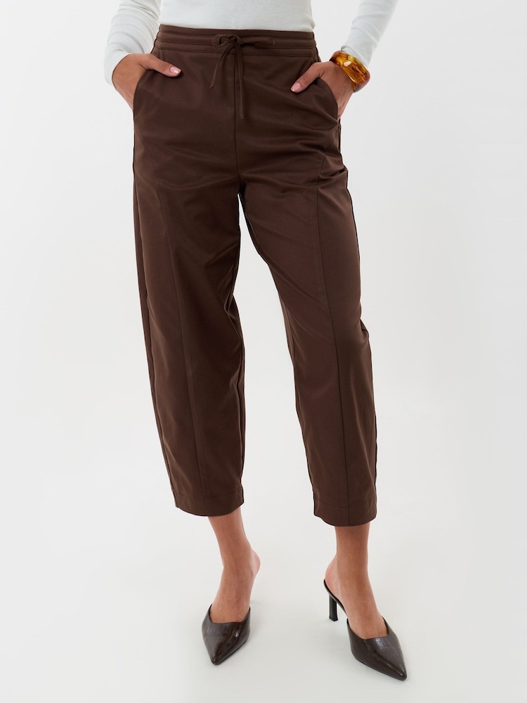 Threadbare Brown Petite Curved Seam Barrel Leg Trousers - Image 2 of 4 Threadbare Brown Petite Curved Seam Barrel Leg Trousers - Image 2 of 4