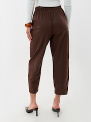 Threadbare Brown Petite Curved Seam Barrel Leg Trousers - Image 3 of 4
