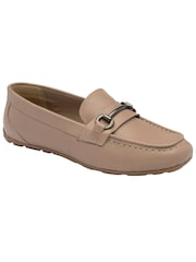 Ravel Nude Leather Driving Shoes Loafers - Image 1 of 4