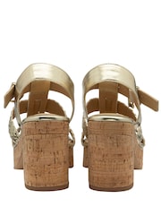 Ravel Gold Block Heel Peep Toe Sandals - Image 3 of 4