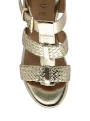 Ravel Gold Block Heel Peep Toe Sandals - Image 4 of 4