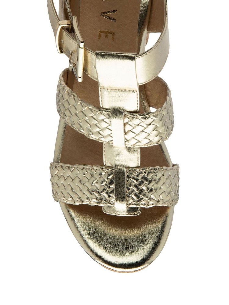 Ravel Gold Block Heel Peep Toe Sandals - Image 4 of 4