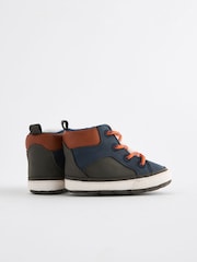 Navy Blue Colourblock Warm Lined Lace-Up Baby Boots (0-24mths) - Image 3 of 5