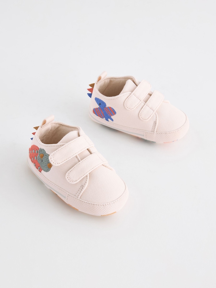 Cream Dinosaur Baby Two Strap Trainers (0-24mths) - Image 1 of 5