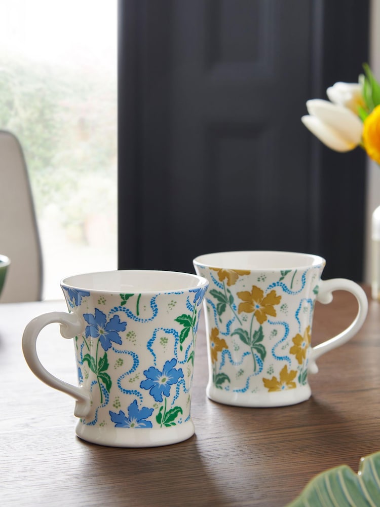 Nina Campbell Floral Set of 2 Fine China Mugs - Image 1 of 1