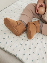 Tan Brown Warm Lined Baby Boots (0-2mths) - Image 1 of 6