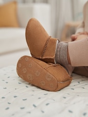 Tan Brown Warm Lined Baby Boots (0-2mths) - Image 2 of 6