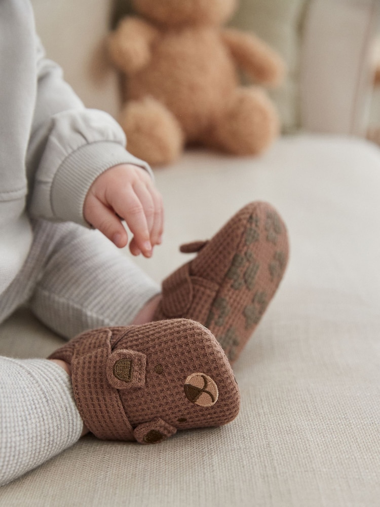 Brown Bear Slip-On Baby Shoes (0-2mths) - Image 1 of 7