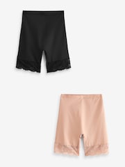 Black / Praline Nude Tummy Control Light Shaping Lace Back Shorts 2 Pack - Image 4 of 6