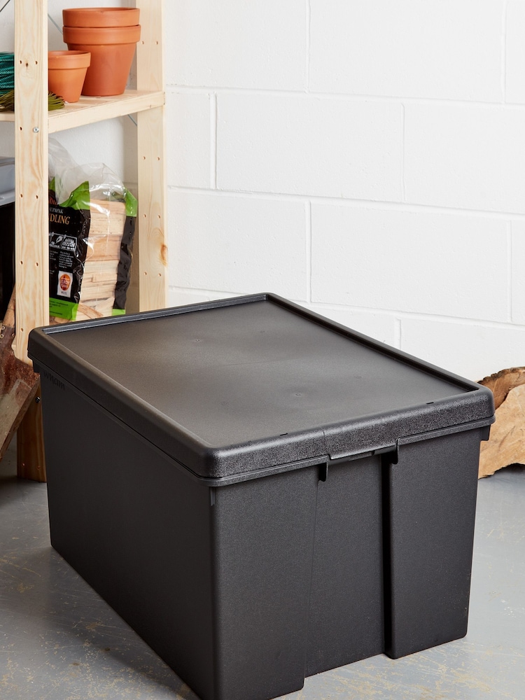 Wham Set of 2 Black Bam 96L Heavy Duty Plastic Recycled Boxes With Lid - Image 2 of 2