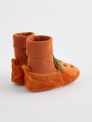 Orange Pumpkin Standard Fit (F) Orange Pumpkin Halloween Sock Top Baby Booties (0-2mths) - Image 3 of 4