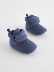 Blue Fleece Cosy Wrap Baby Slipper Boots (0-2mths) - Image 1 of 5