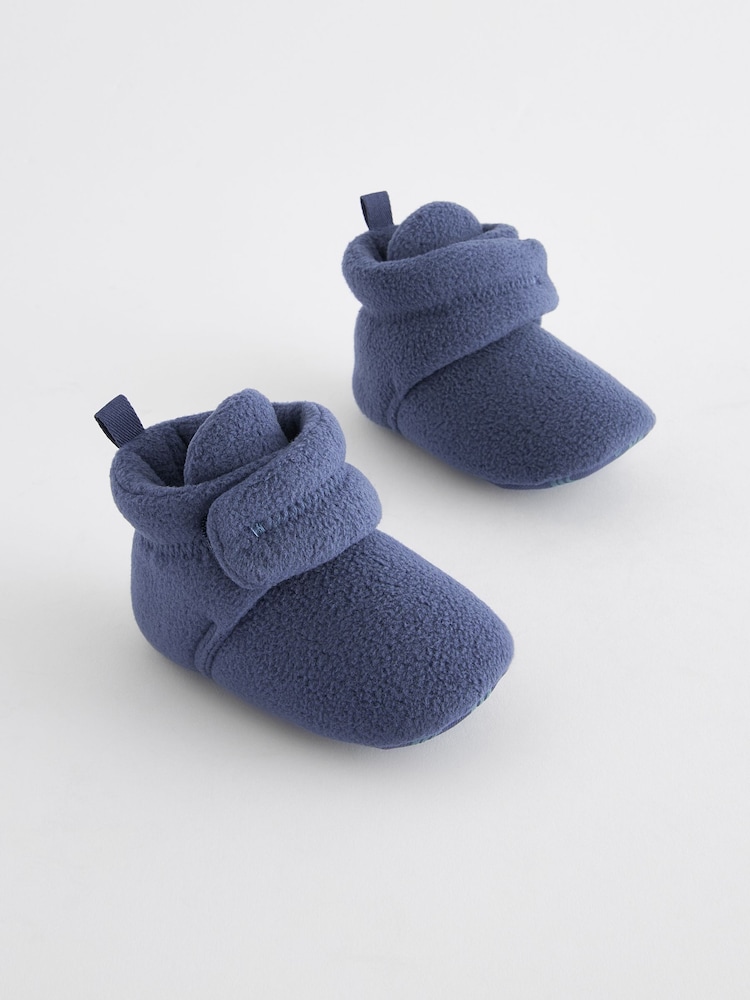 Blue Fleece Cosy Wrap Baby Slipper Boots (0-2mths) - Image 1 of 5