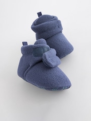 Blue Fleece Cosy Wrap Baby Slipper Boots (0-2mths) - Image 2 of 5