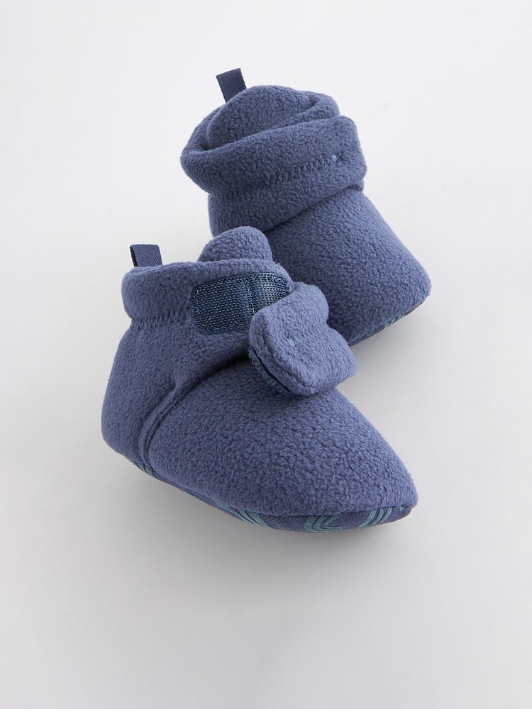 Blue Fleece Cosy Wrap Baby Slipper Boots (0-2mths) - Image 2 of 5