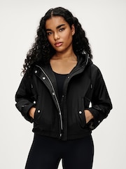 Black Short Padded Raincoat - Image 1 of 10