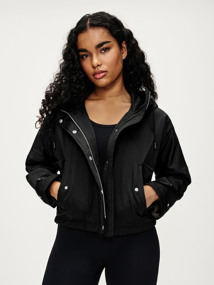 Black Short Padded Raincoat - Image 1 of 10