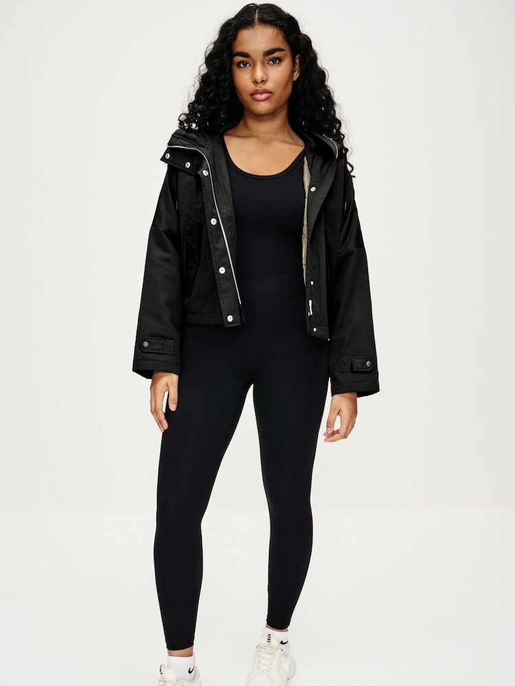 Black Short Padded Raincoat - Image 2 of 10