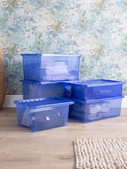 Wham 5 Piece Blue Crystal Multisize Storage Boxes - Image 1 of 5