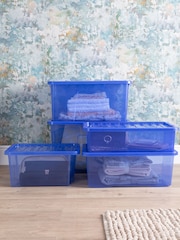 Wham 5 Piece Blue Crystal Multisize Storage Boxes - Image 2 of 5