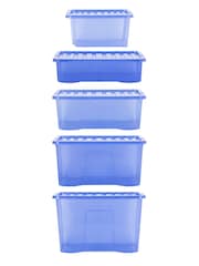 Wham 5 Piece Blue Crystal Multisize Storage Boxes - Image 4 of 5