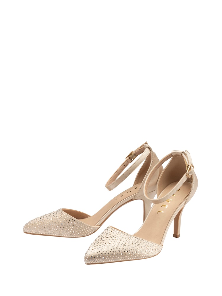 Ravel Gold Satin & Diamante Court Shoes - Image 2 of 4 Ravel Gold Satin & Diamante Court Shoes - Image 2 of 4