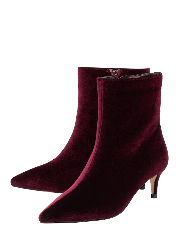 Ravel Red Velvet Stiletto Heel Ankle Boots - Image 2 of 4 Ravel Red Velvet Stiletto Heel Ankle Boots - Image 2 of 4