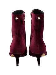 Ravel Red Velvet Stiletto Heel Ankle Boots - Image 3 of 4