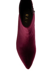 Ravel Red Velvet Stiletto Heel Ankle Boots - Image 4 of 4