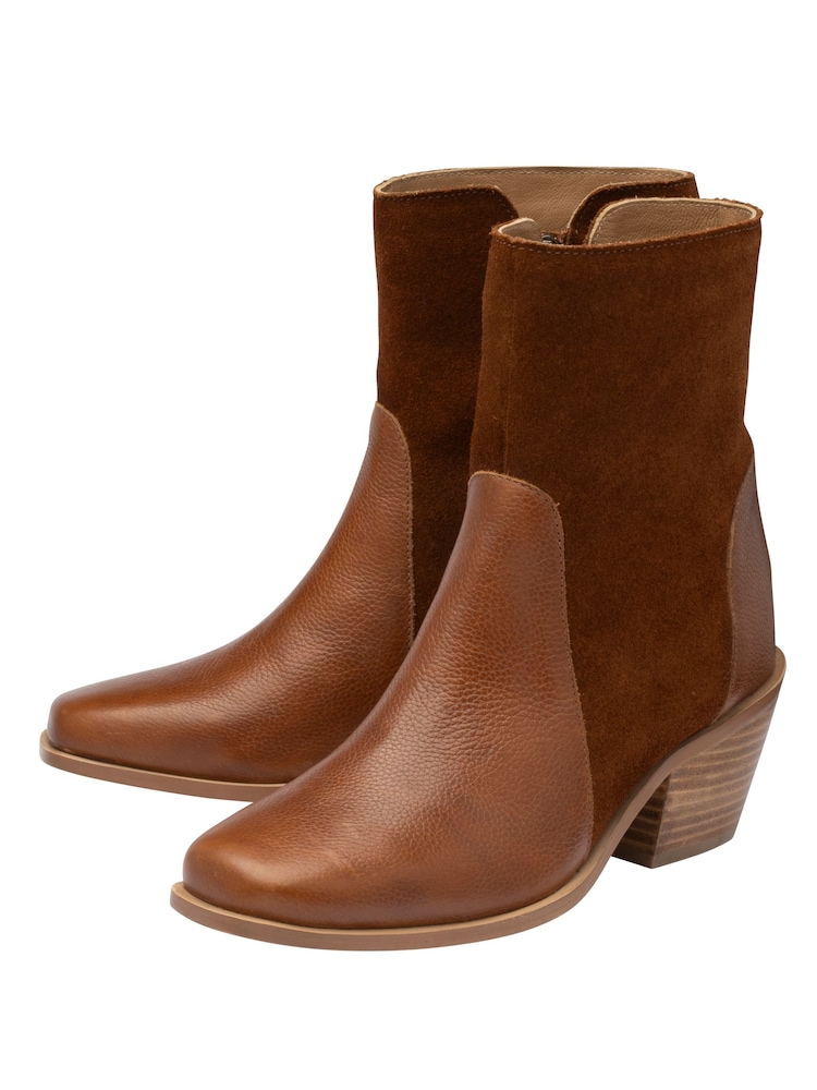 Ravel Teak Brown Suede & Leather Ankle Boots - Image 2 of 4 Ravel Teak Brown Suede & Leather Ankle Boots - Image 2 of 4