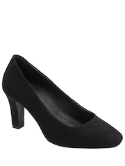 Ravel Black Suede Block-Heel Court Shoes - Image 1 of 4