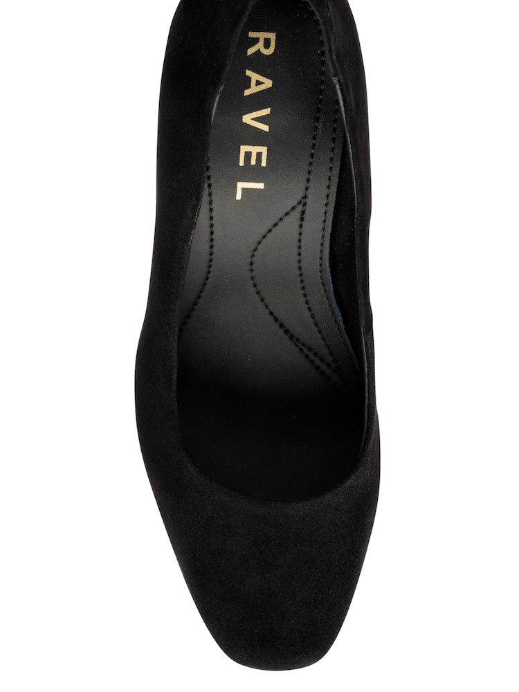 Ravel Black Suede Block-Heel Court Shoes - Image 4 of 4