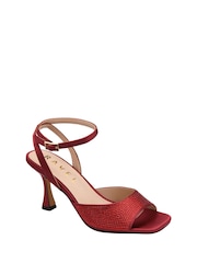 Ravel Red Satin & Diamante Heeled Sandals - Image 1 of 4