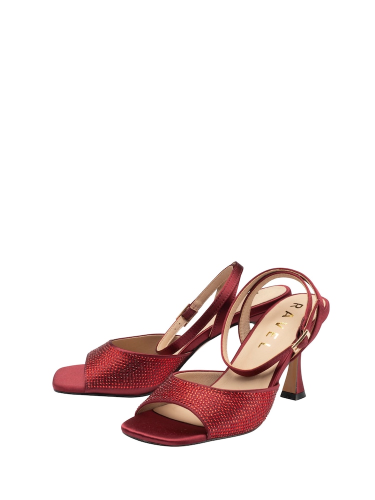 Ravel Red Satin & Diamante Heeled Sandals - Image 2 of 4