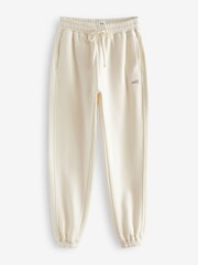 self. Ecru White Cotton Blend Cuffed Joggers - Image 7 of 8