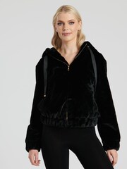 South Beach Black Faux Fur Hooded Jacket - Image 2 of 5