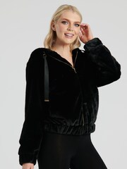 South Beach Black Faux Fur Hooded Jacket - Image 3 of 5