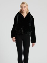 South Beach Black Faux Fur Hooded Jacket - Image 4 of 5