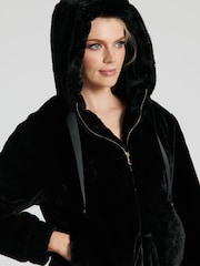 South Beach Black Faux Fur Hooded Jacket - Image 5 of 5